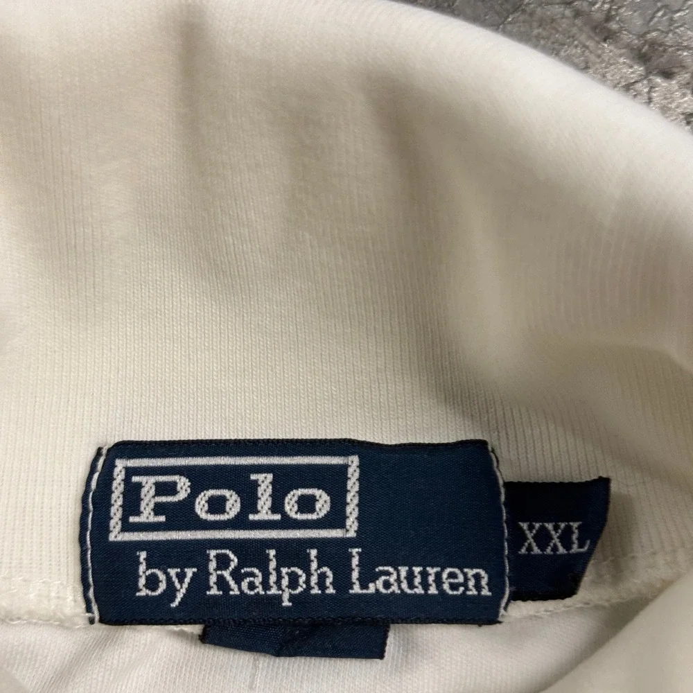 Polo Ralph Lauren Mens XXL White Long Sleeve Turtleneck Blue Pony Logo Shirt